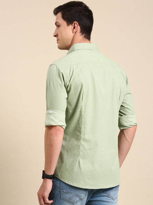 Green Printed Full Sleeves Shirt